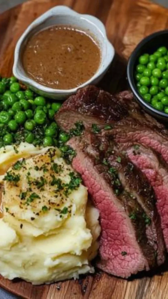 Easy Roast Beef With Mashed Potatoes And Peas
