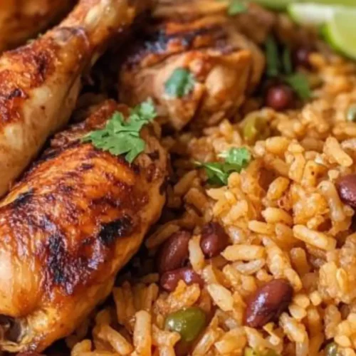 Dominican rice and beans with chicken