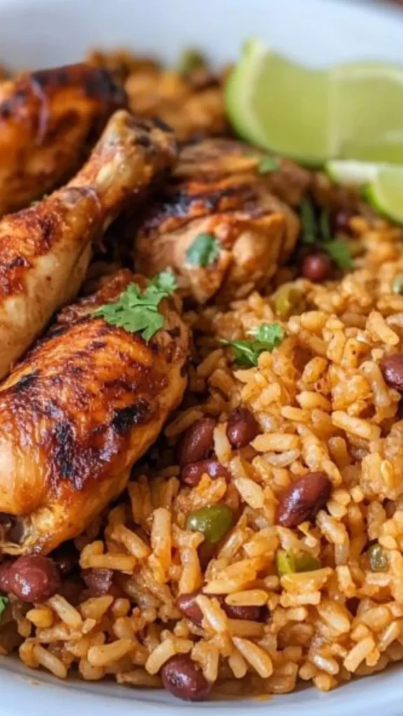 Dominican rice and beans with chicken
