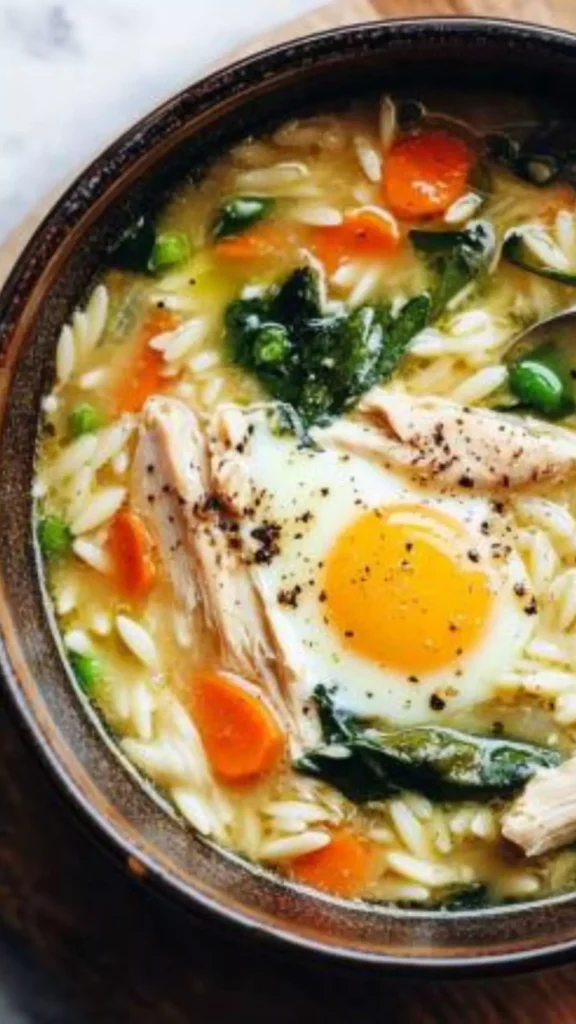 Easy Iemon Chicken Orzo Soup With Egg
