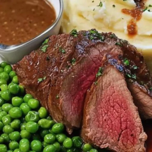 Roast Beef With Mashed Potatoes And Peas