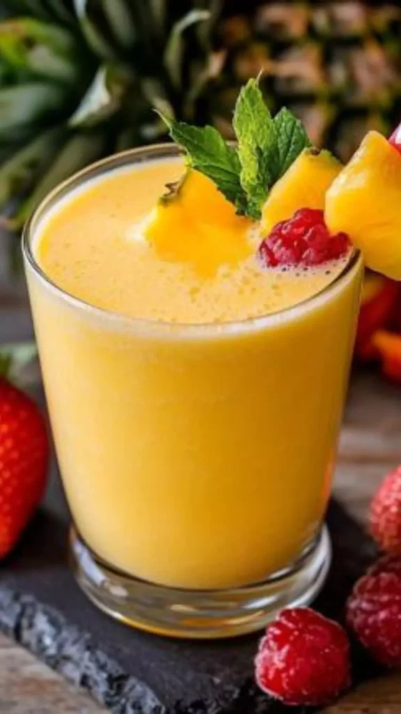 Tropical fruit smoothie with milk
