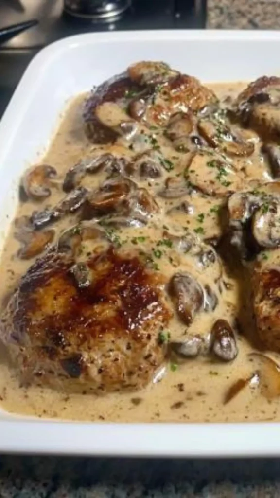 Easy Poor Man’s Steak with Mushroom Gravy
