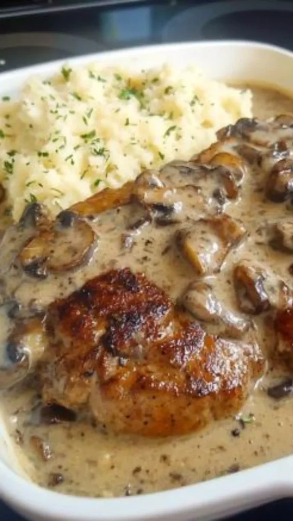 Poor Man’s Steak with Mushroom Gravy
