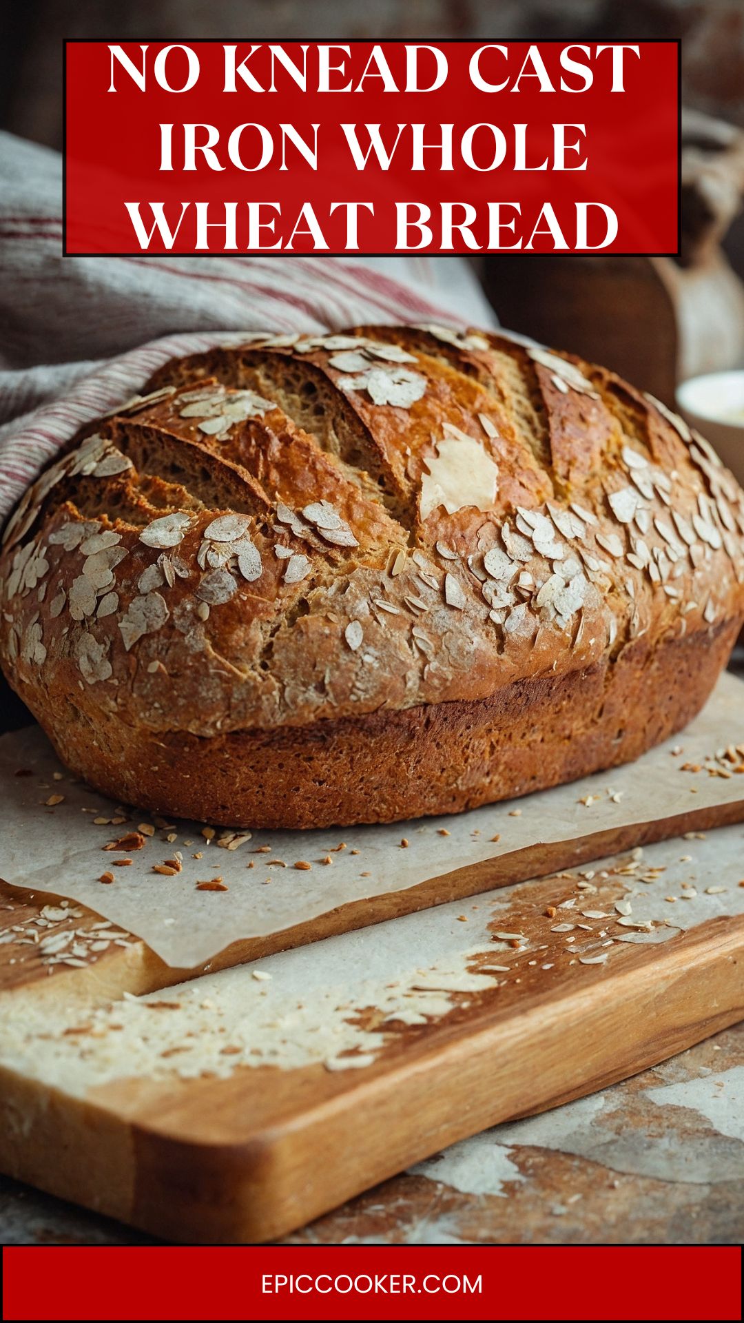 no knead cast iron whole wheat bread